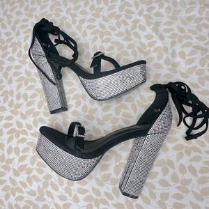 Elegant Black and Silver Platform Heels